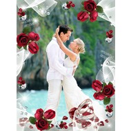 Свадебная рамка онлайн - красные розы и бриллианты