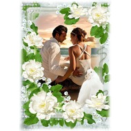 Свадебная рамка для фото - Белые розы
